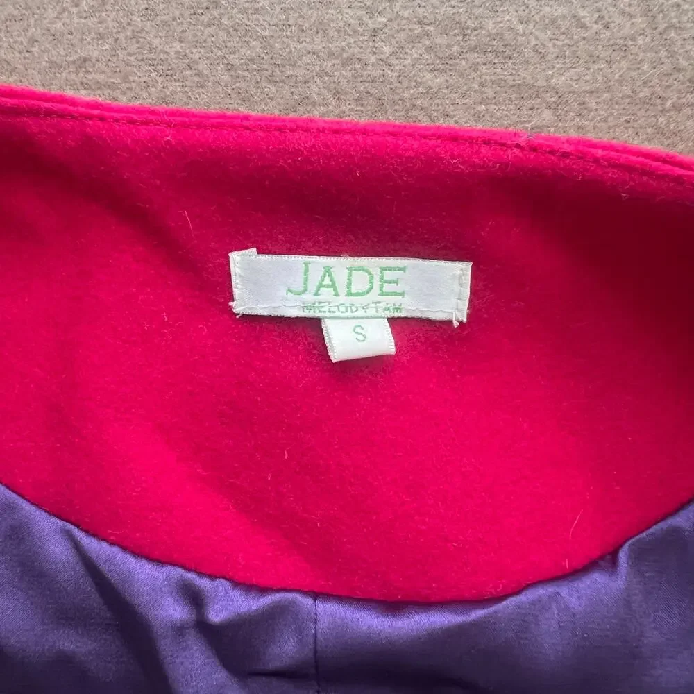 Jade Melody Tam Multi Color Pink Purple Wool Blend Coat Jacket Women's Small